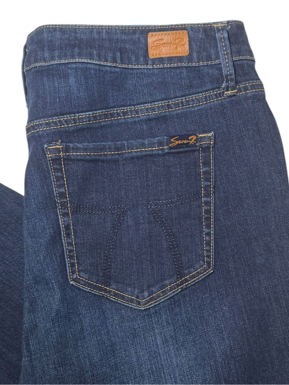 Seven7 Jeans Tower Straight Cropped High Rise Raw Hem Dark Wash 16
